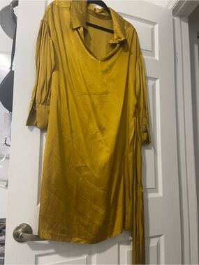 zara mustard shirt dress Zara Shirt Dress Mustard Yellow With Ruffled Hem